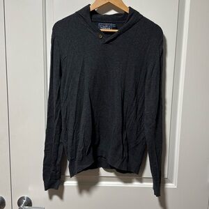 Topman charcoal shawl neck cotton sweater size medium